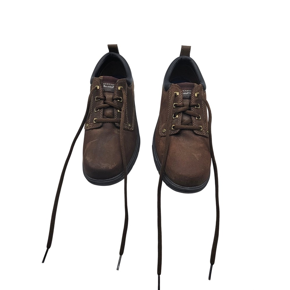 Skechers Mens Relaxed Fit Memory Foam 10.5 Brown Leather Oxfords 64260